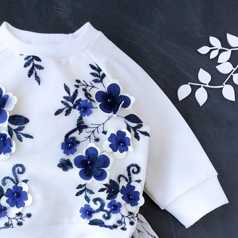 Комплект Цветы Темно синий