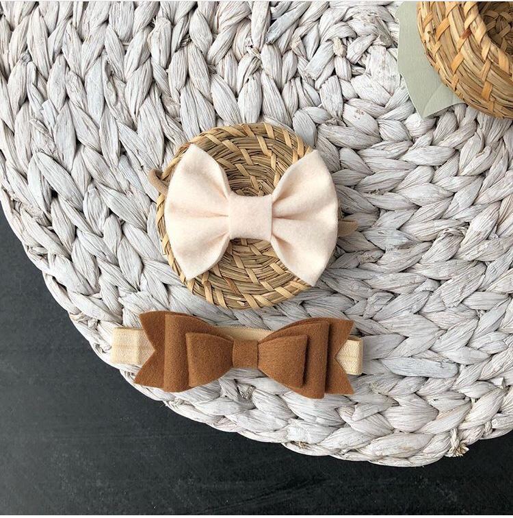 Набор бантиков-повязок на голову "Кофейный"