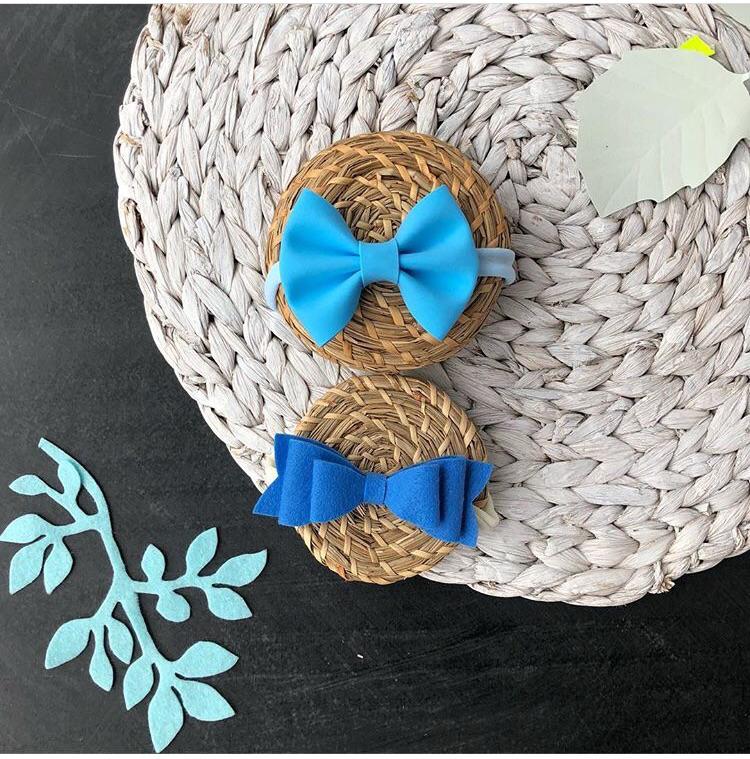 Набор бантиков-повязок на голову "Незабудка"