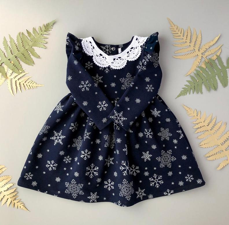 Платье трикотажное Рюша с воротничком