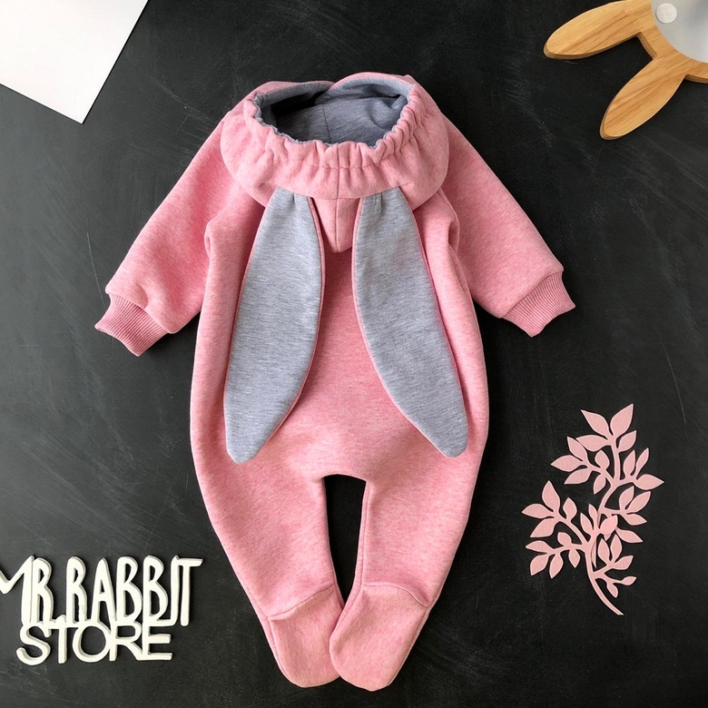 Комбез начёс «Зайка» Розовый меланж