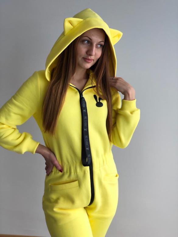 Взрослый Комбез Cat начёс Жёлтый