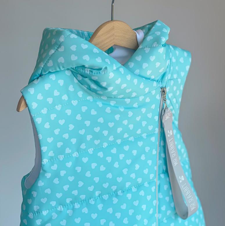 Удлиненная Жилетка Сердечки на Мяте