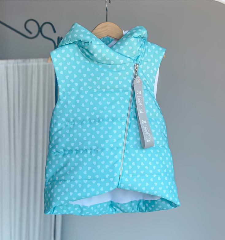 Удлиненная Жилетка Сердечки на Мяте