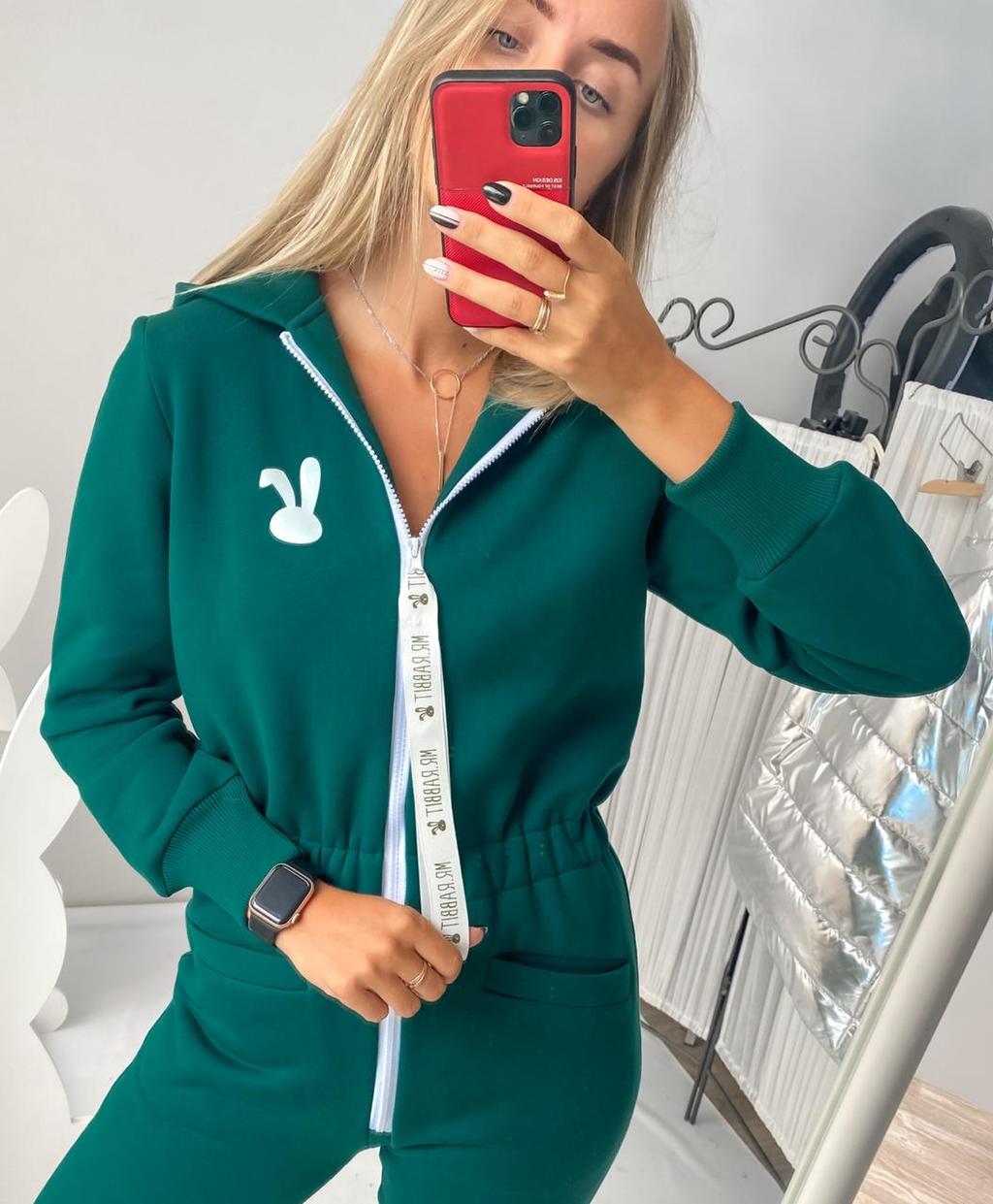 Взрослый Комбез Cat начёс Лесная Зелень