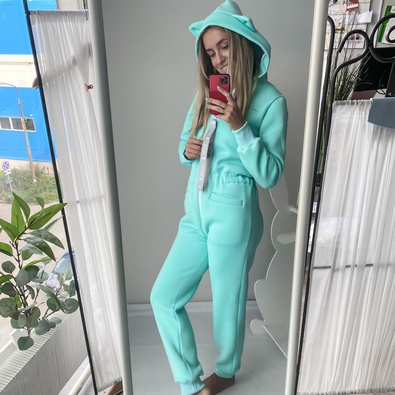 Взрослый Комбез Cat начёс Мята