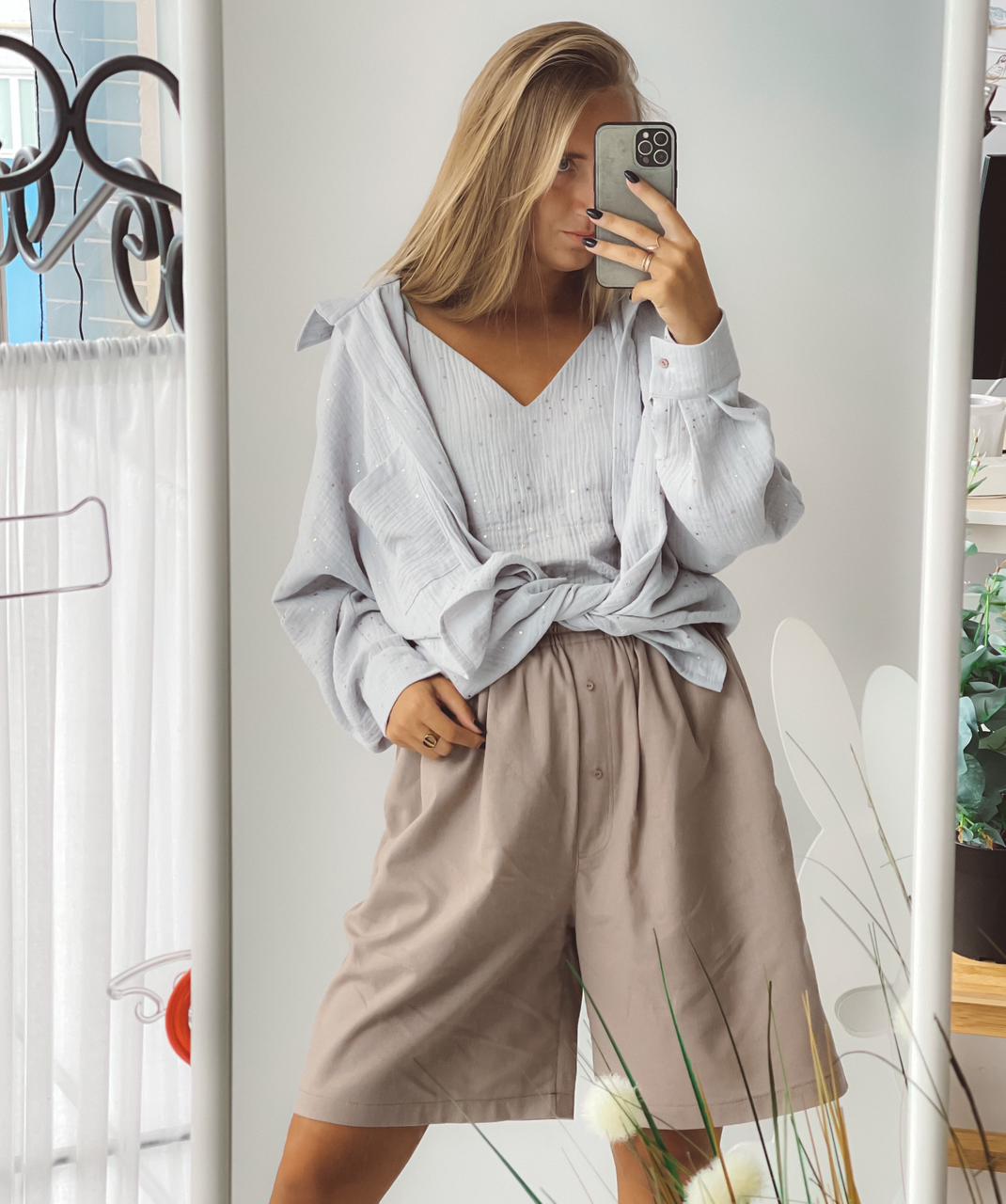 Комплект Linen (рубаха, топ, шорты)