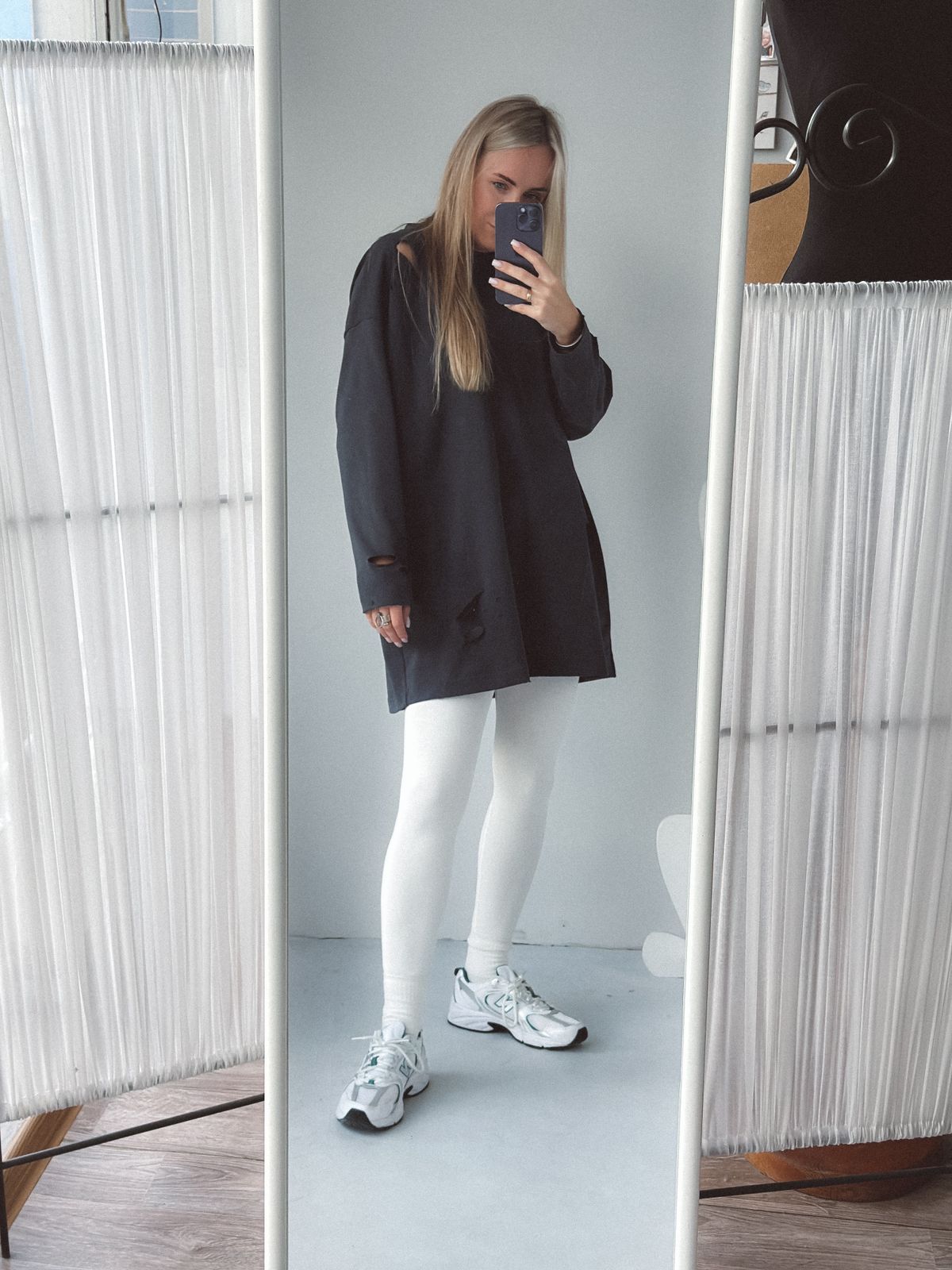 OverSize Платье LONG графит с дырками + лосины
