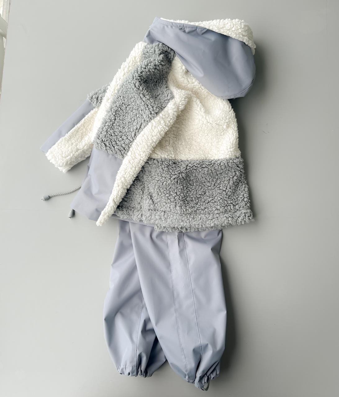 Комплект комбинированный "ПЛЮШ" серый + молочный