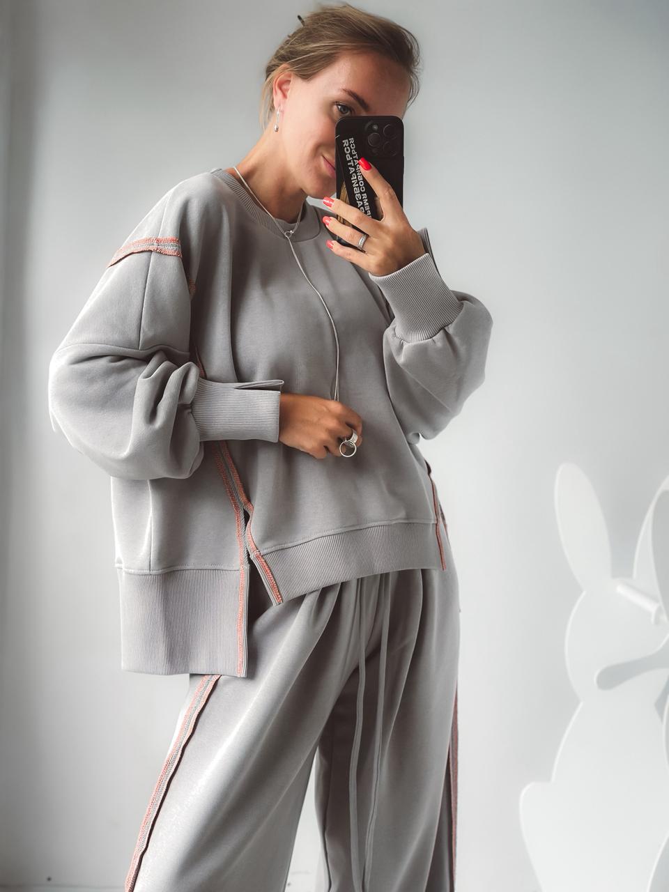 Комплект “ОВЕРИЩЕ 2.0» пепел / строчка горчица