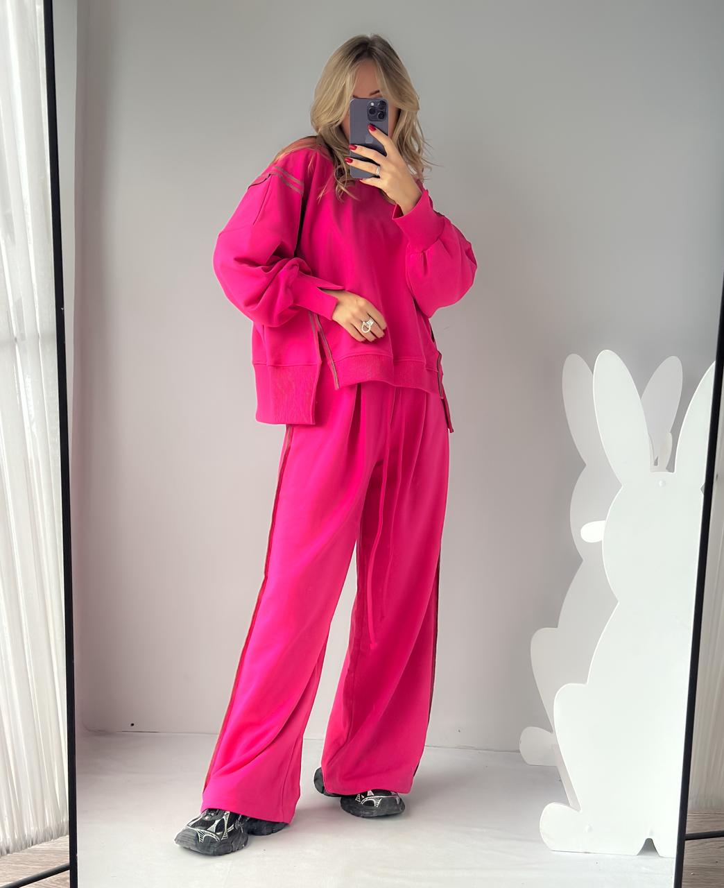 Комплект “ОВЕРИЩЕ 2.0» фуксия / строчка зеленая