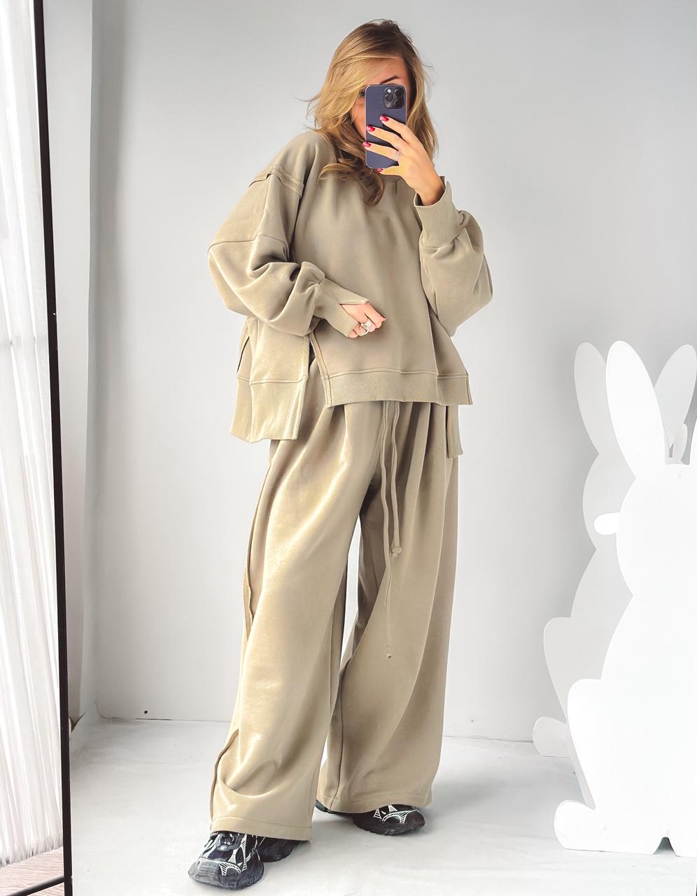 Комплект “ОВЕРИЩЕ 2.0» фисташка / строчка беж