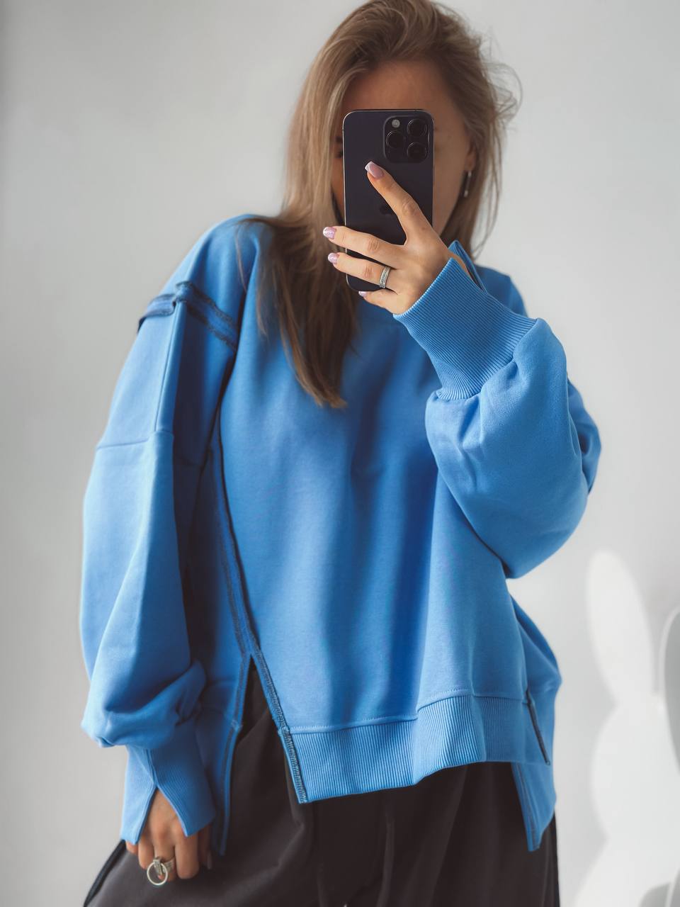 Комплект “ОВЕРИЩЕ 2.0»  графит строчка голубая / голубая строчка графит