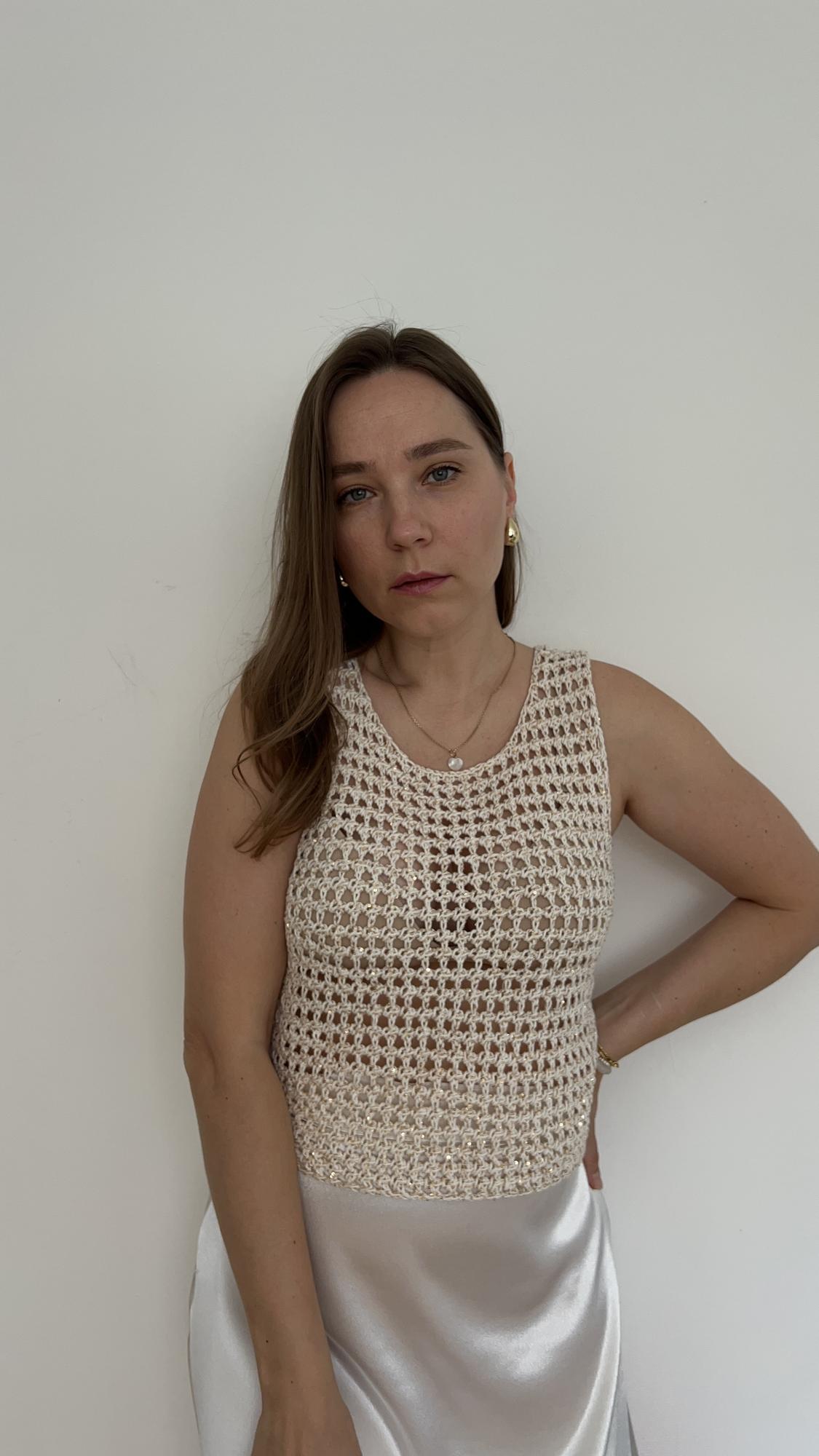 Мастер- класс майка "Pixel"  по вязанию спицами без привязки к плотности в видео формате