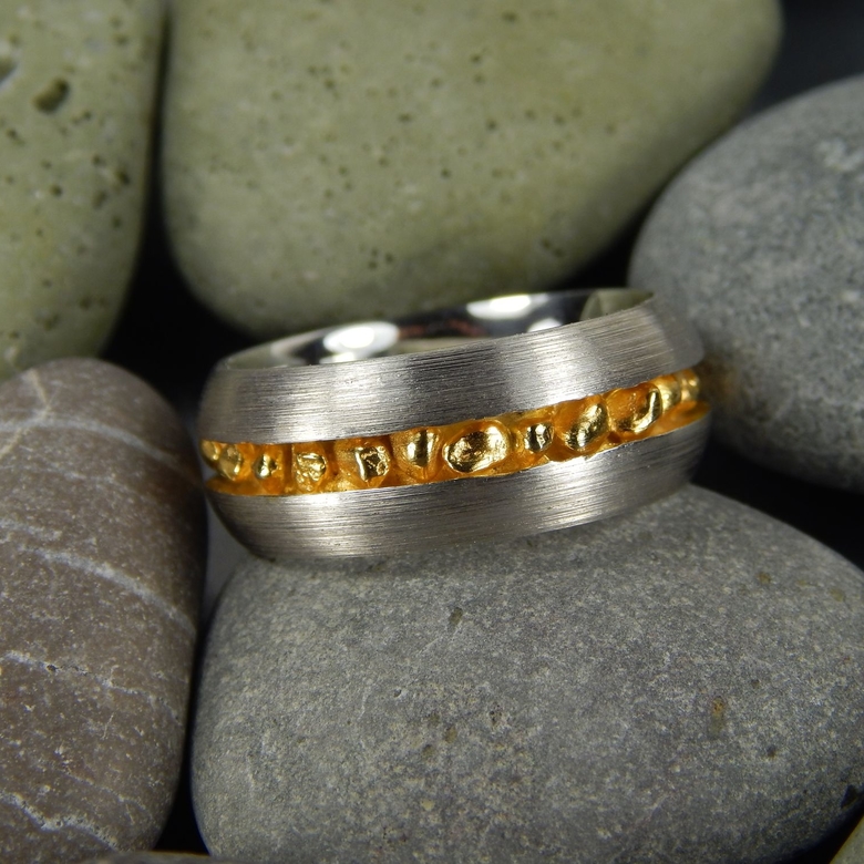 Серебряные кольцо с позолотой Клондайк