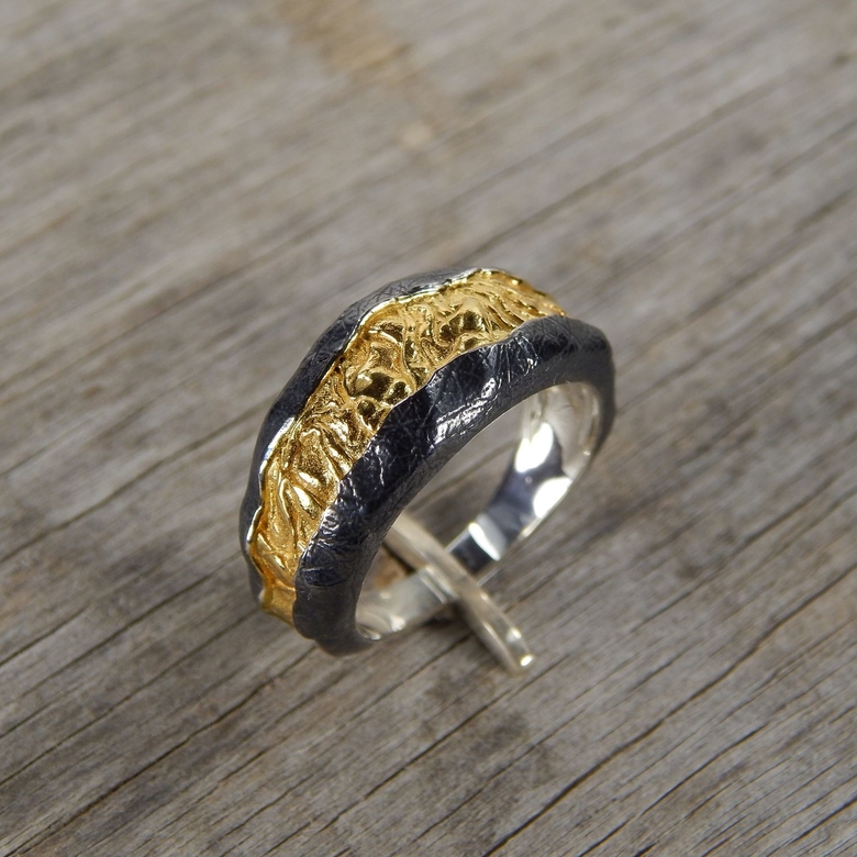 Серебряное кольцо с позолотой