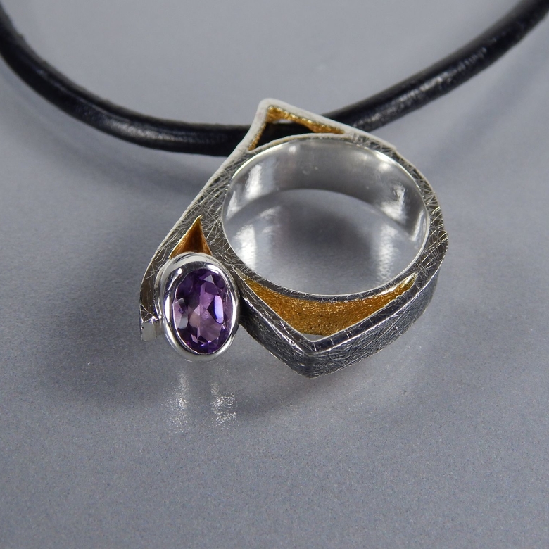 Серебряное кольцо подвес Подснежник.