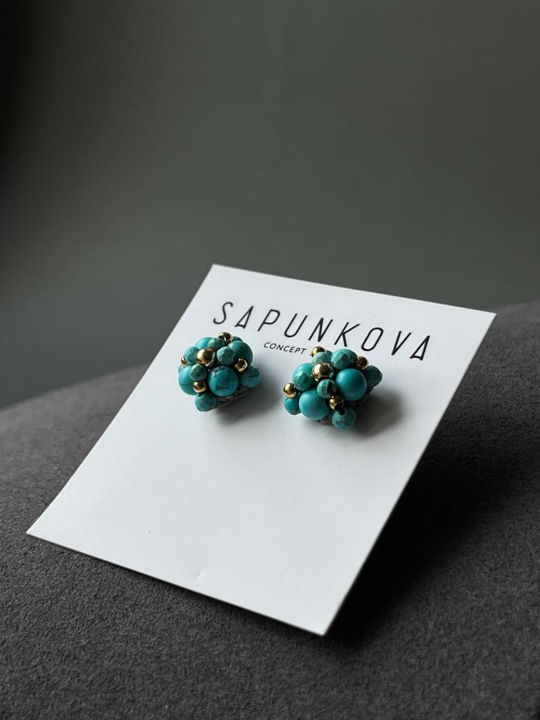 Пусеты ЛЕТО из бирюзы