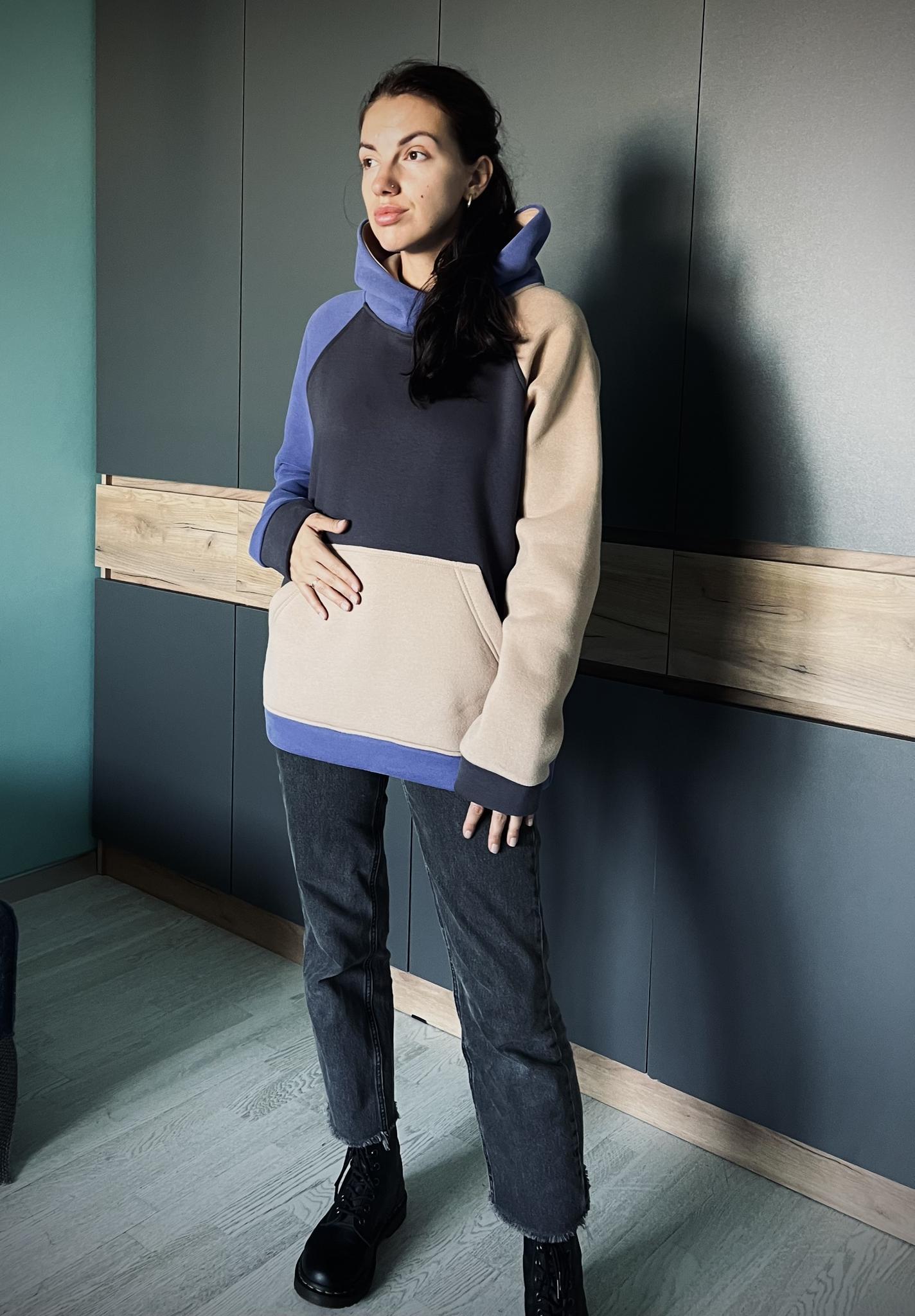 Толстовка "ЛИЛА" Colorblock c начесом с велюр эффектом