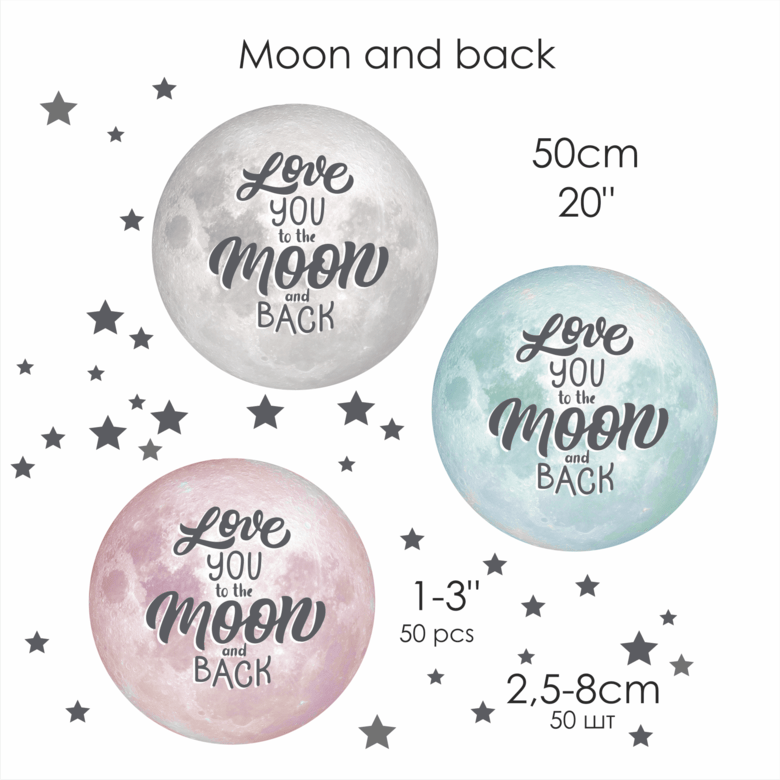 Наклейки на стену  “moon & back”
