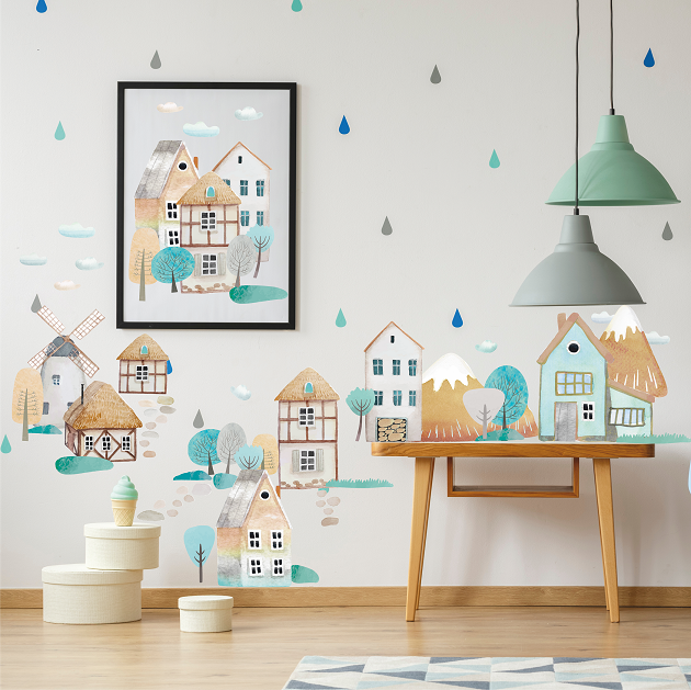 Наклейки на стену "Деревня"