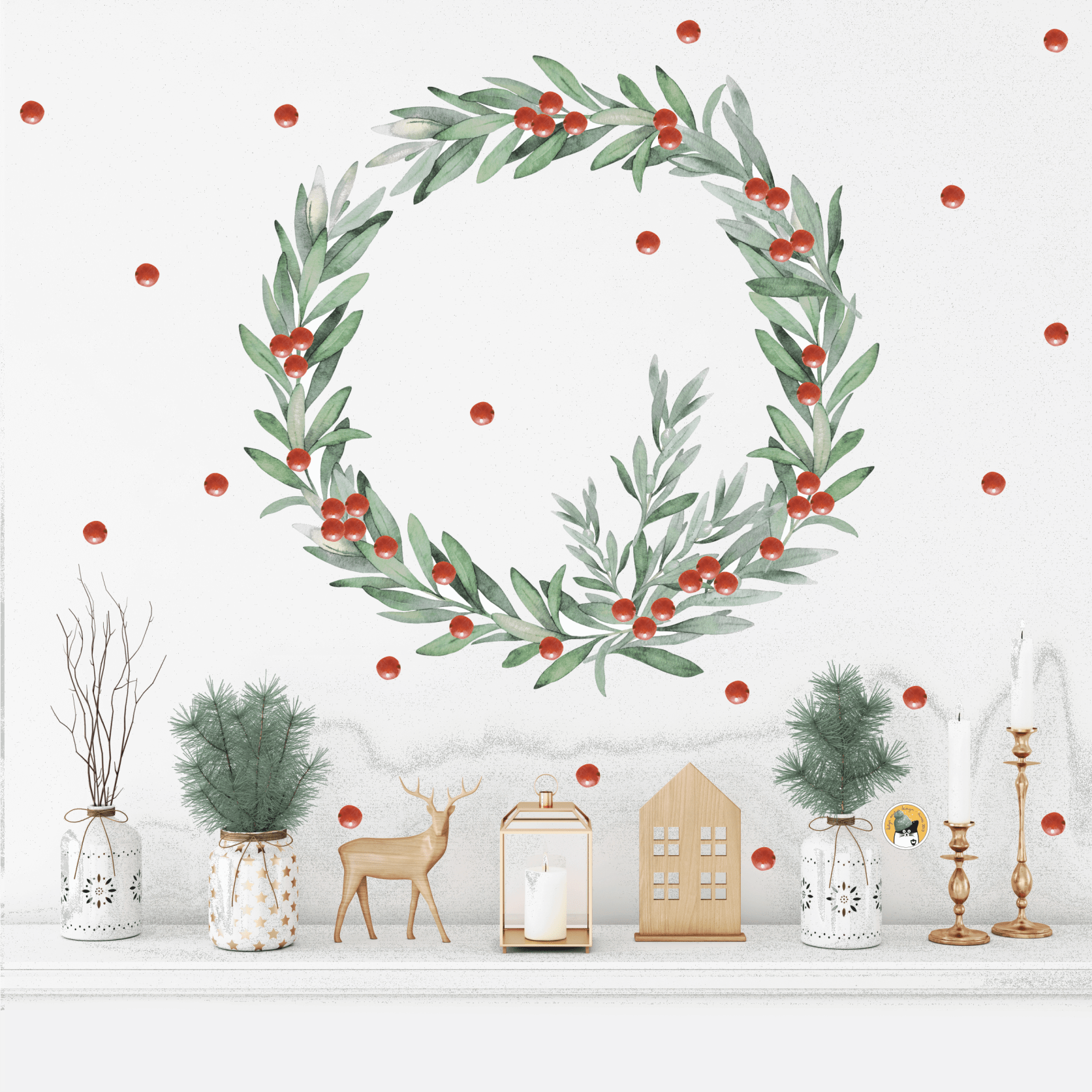 Наклейка на стену "ВЕТОЧКИ С ЯГОДАМИ"