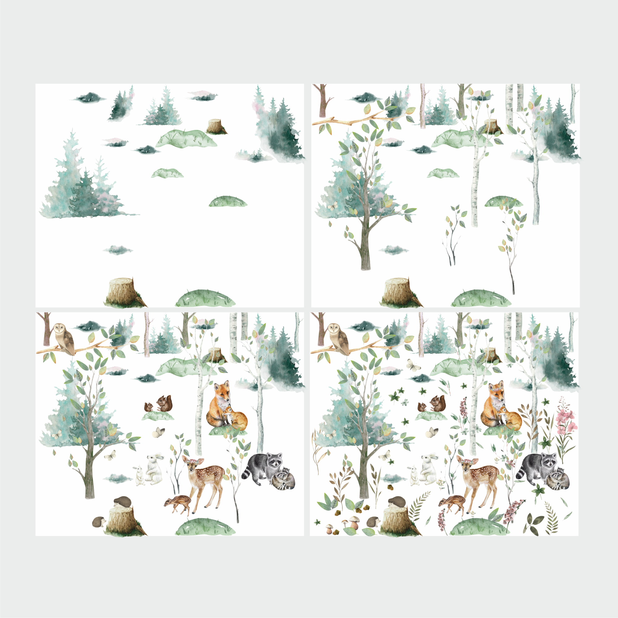 Наклейки на стену "ЗВЕРЯТА НА ПОЛЯНКЕ-серия Волшебный лес"