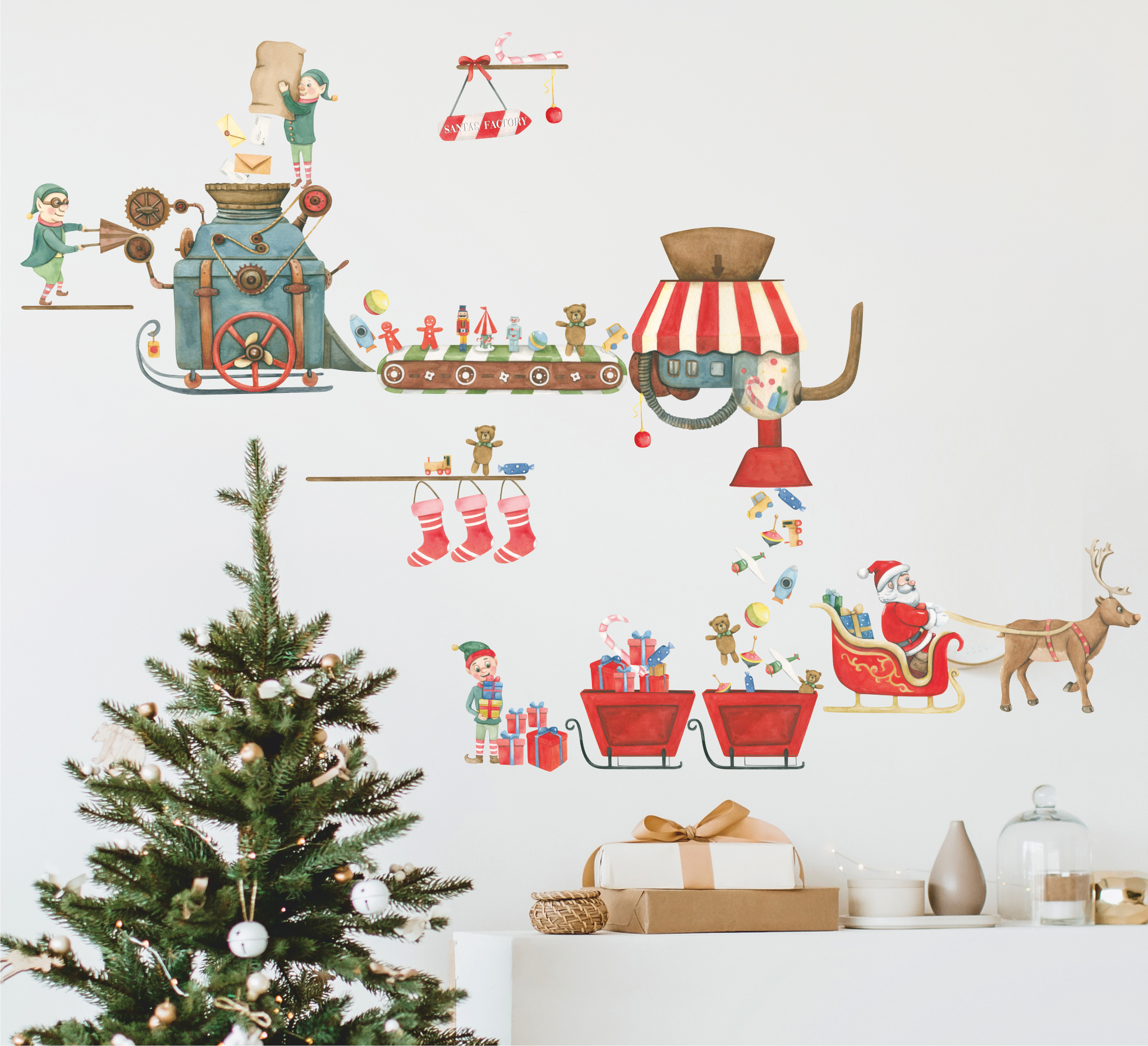 Наклейка на окно "Фабрика Деда Мороза"