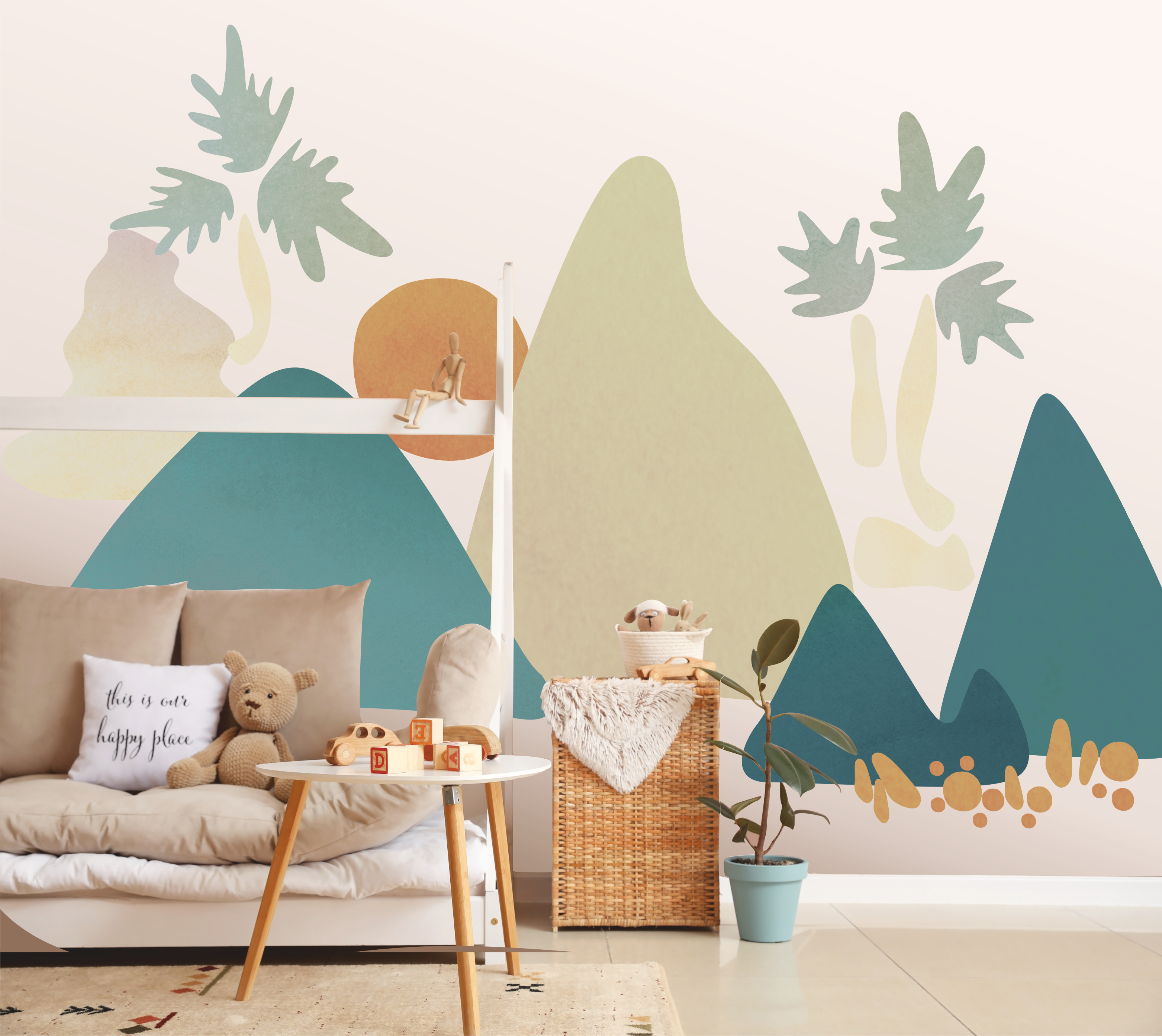 Наклейка на стену  большие горы "Бохо"