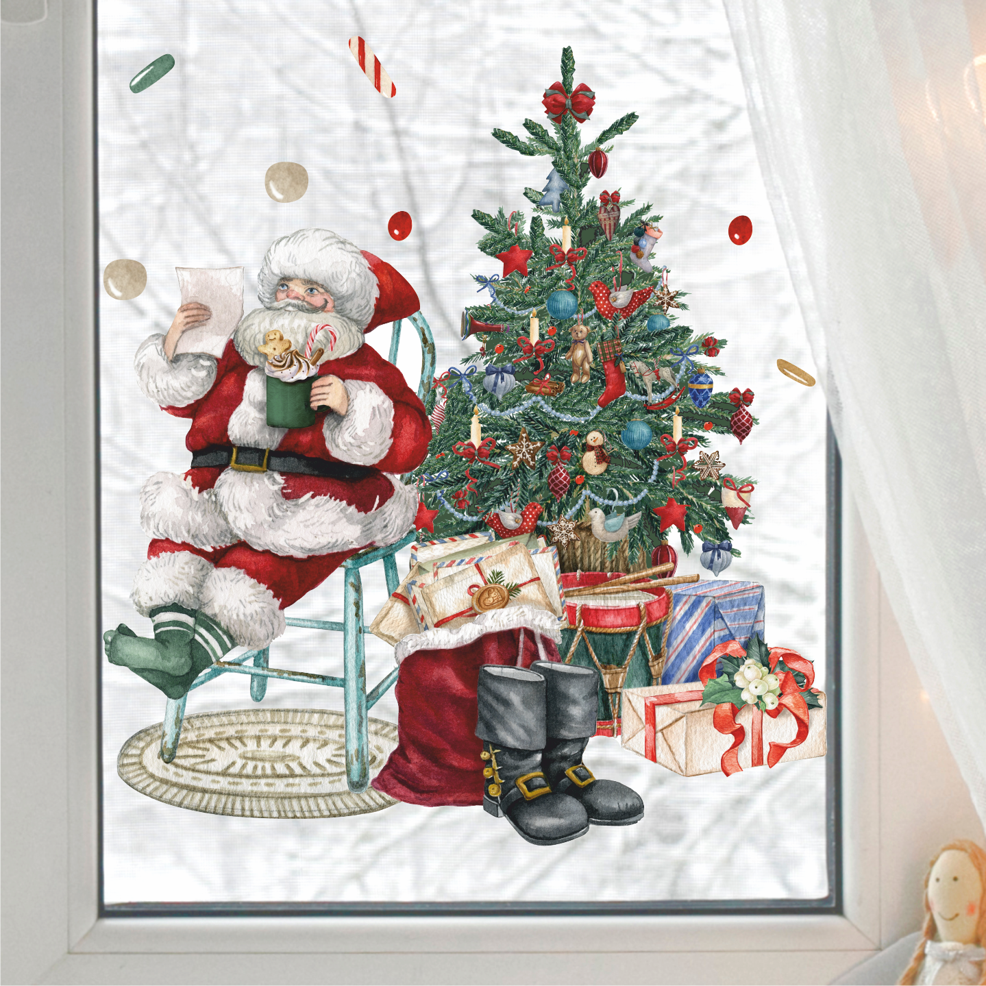 Наклейки на окно "В гостях у Деда Мороза" 2.0