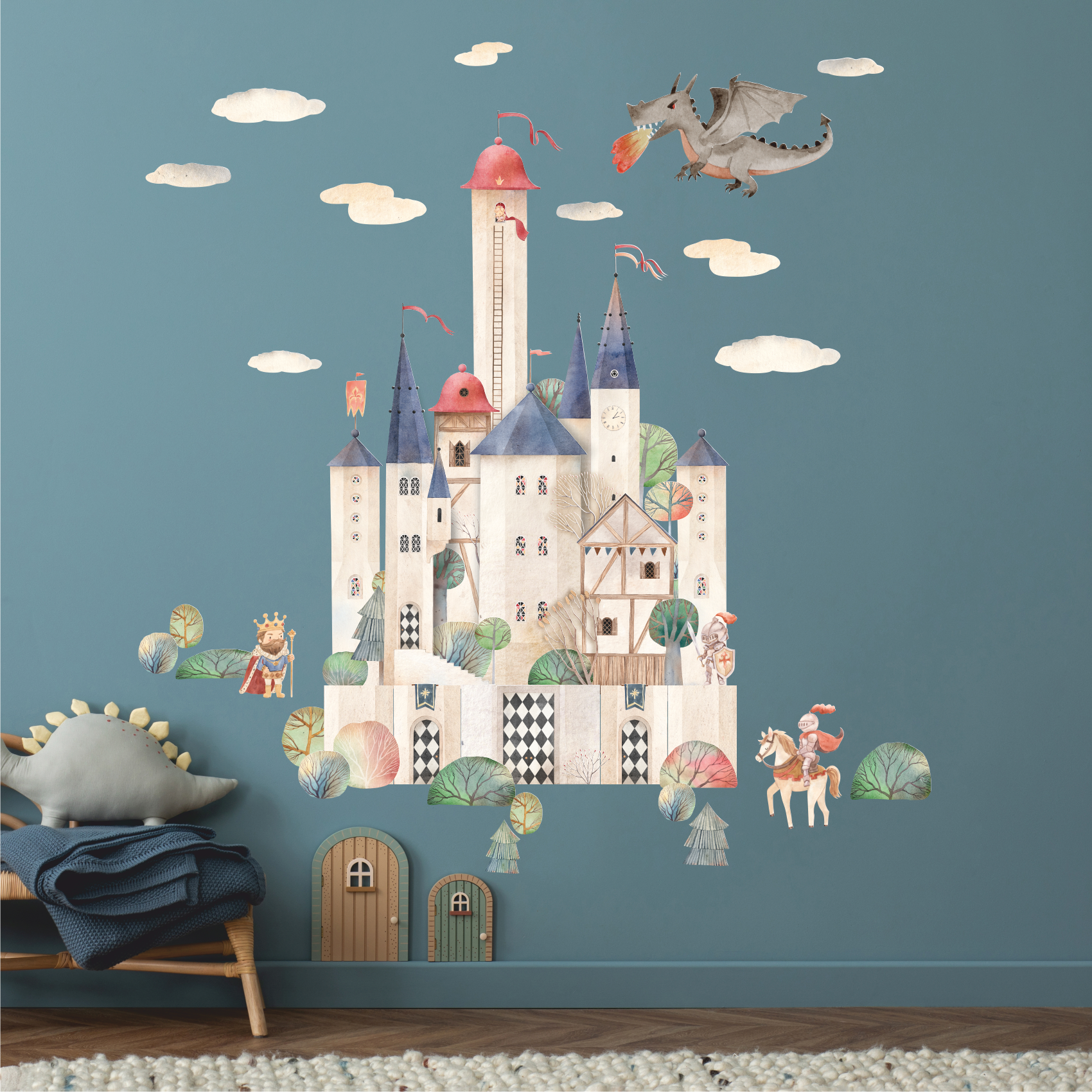 Наклейки на стену "Замок с драконом"