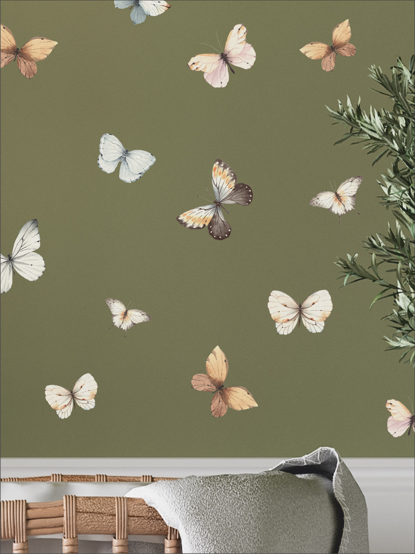 Наклейки на стену "Бабочки акварель"