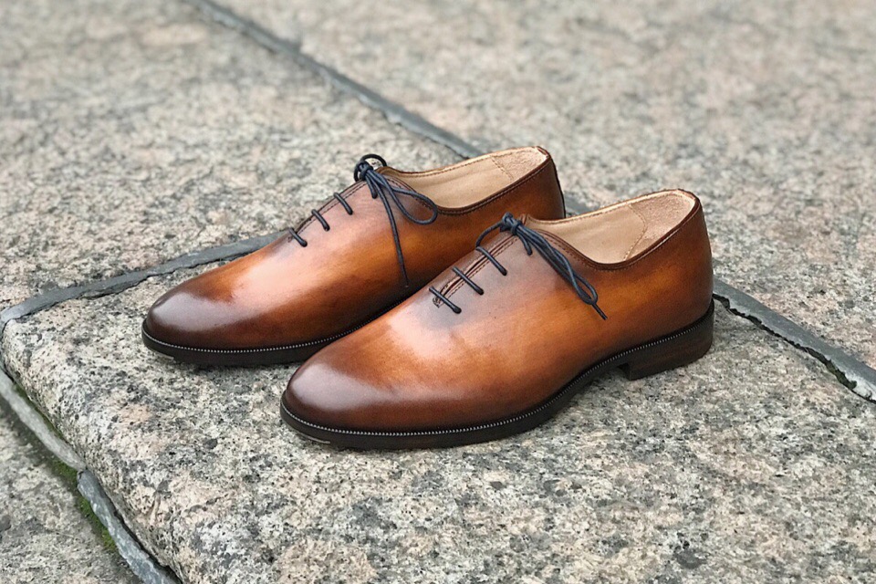 Цельнокройные оксфорды с патиной (коричневые)