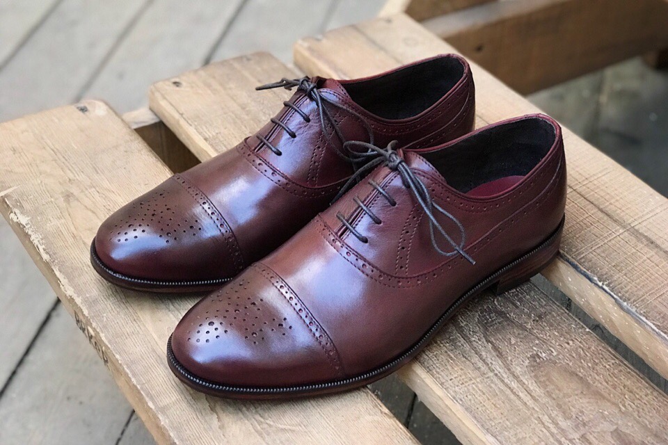 Оксфорды броги (бордовые)