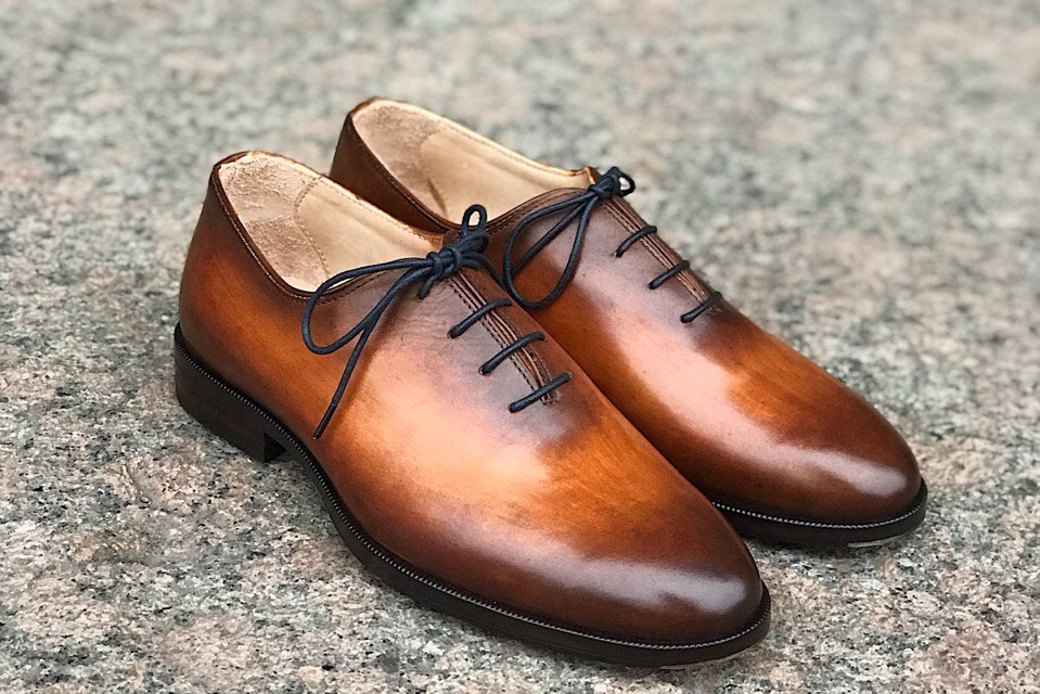 Оксфорды цельнокройные с патиной