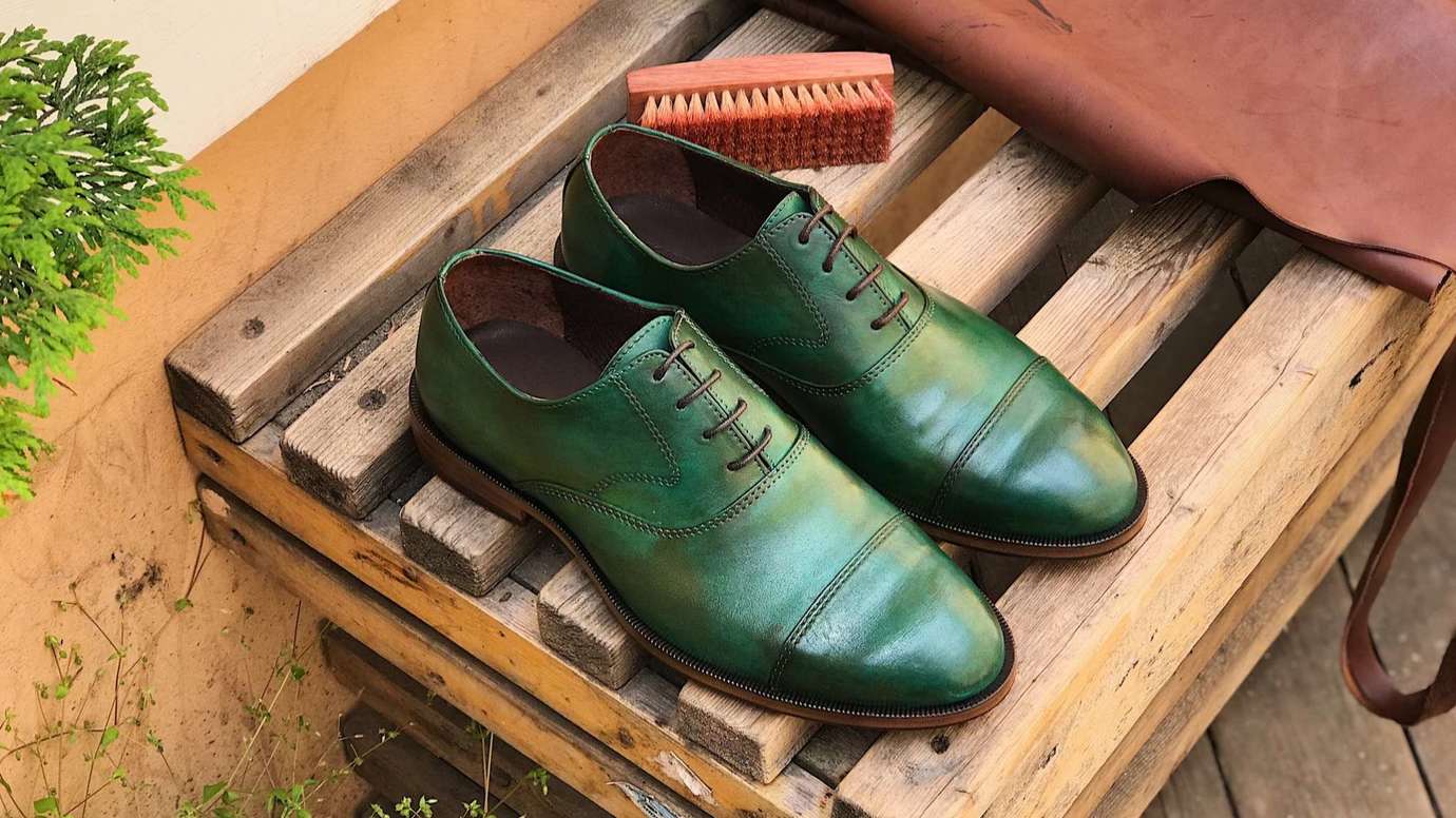 Оксфорды классические с патиной (зеленые)