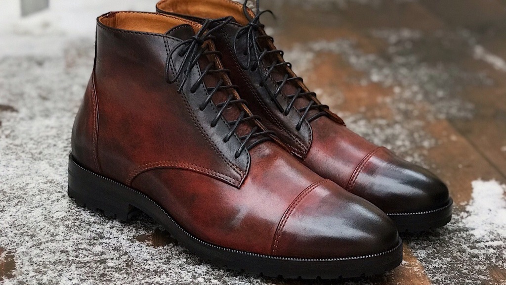 Ботинки на резиновой подошве с патиной