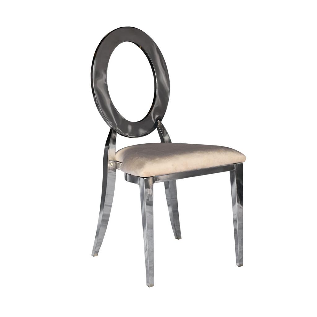 Стул "Версаль" серебряный с бежевой подушкой