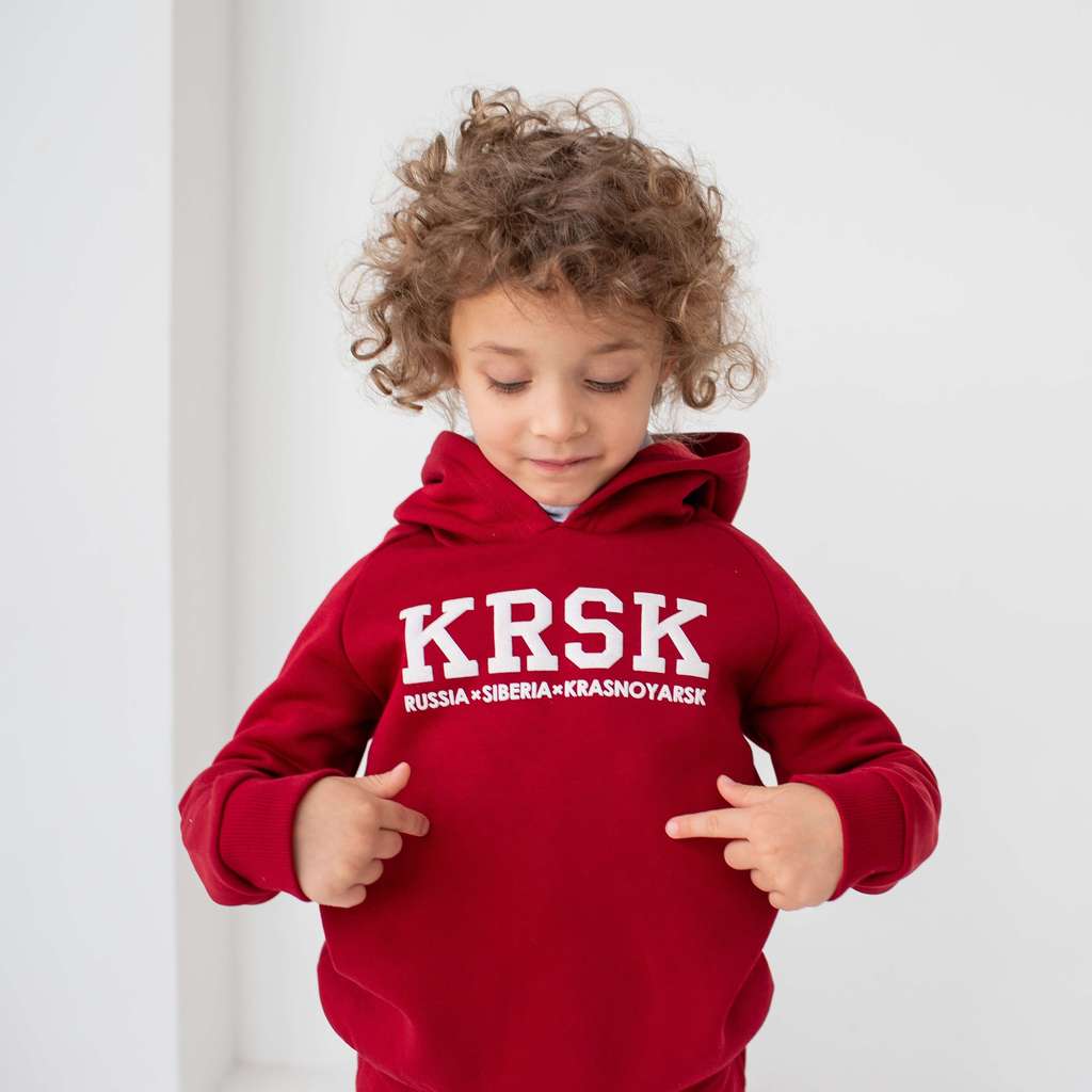 Толстовка "KRSK" (р. 3/6 мес - 14 лет) - винный