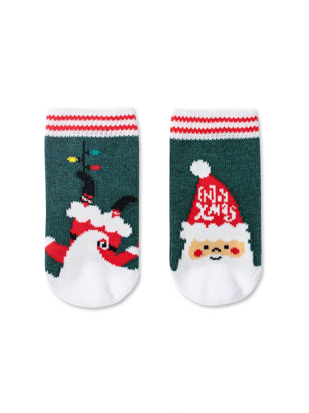 Носки новогодние "Santa" от "ConteKids" (р. 13-14) - зеленый