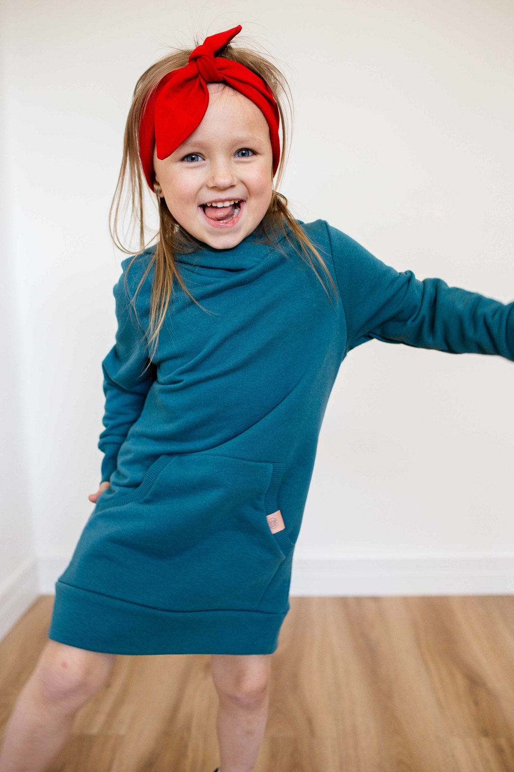 Платье-свитшот с капюшоном "Hello,Baby" р. 74/80, 98/104 см - морская волна