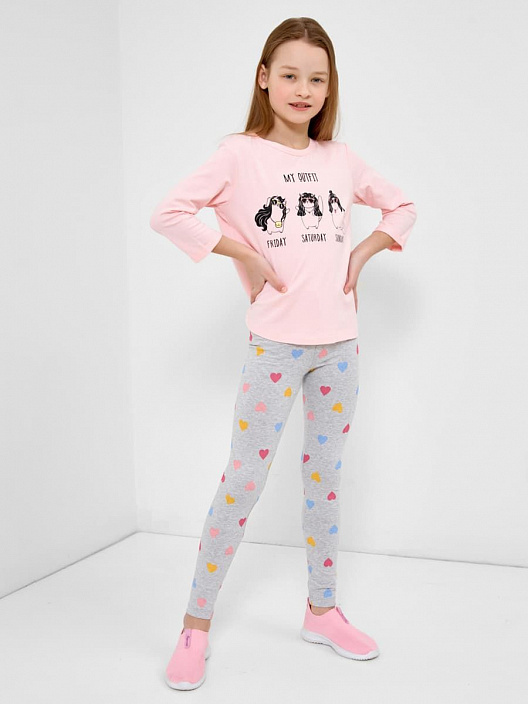 Легинсы от "Mark Formelle" (р. 122 см) - серый меланж / сердечки