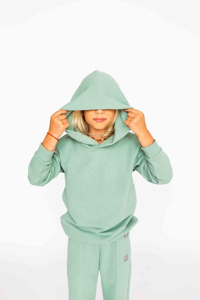 Костюм (толстовка + брюки) Hello,Baby (футер "петелька") - зеленый гранит р. 110-116 и 122-128