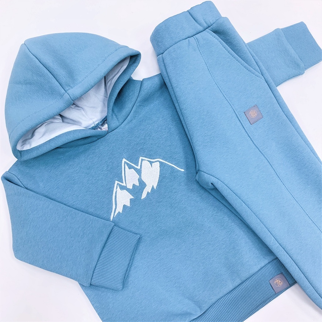Костюм HelloBaby "Гора" - толстовка+брюки - синяя дымка (футер начес) р. 74-128 см