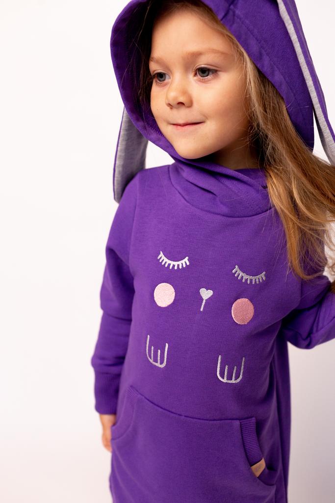 Платье-свитшот с капюшоном "R-r-rabbit" "Hello,Baby" р. 74-116 см - фиолетовый