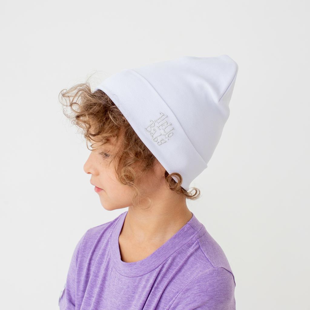Шапки хлопковые Hello,Baby - модель Blank - р. 3/10 лет (белый)