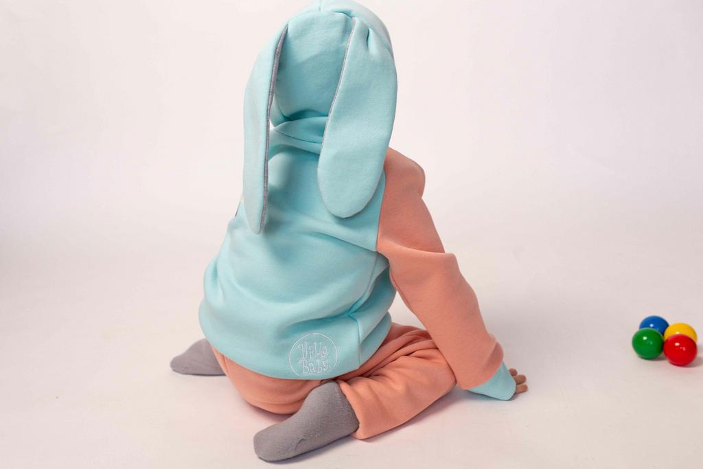 Костюм HelloBaby "R-r-rabbit" - минт-персик р. 74-80, 80-86, 86-92 см (футер с начесом)