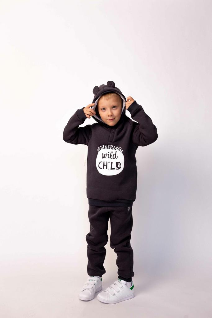 Костюм "Siberian Child" р. 104/110, 110/116 см - графит (футер начёс)