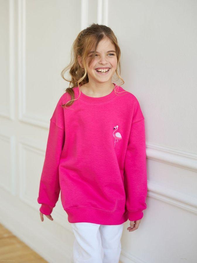 Свитшот "Фламинго" от "RNBW" - р. 104, 116, 128 - фуксия