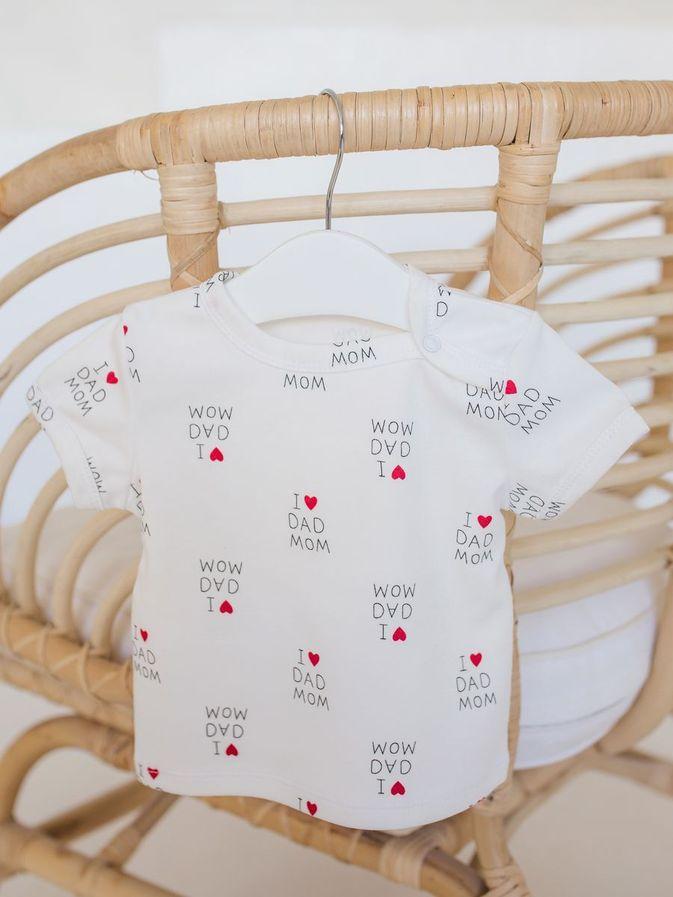 Футболка "I ♥ DAD MOM" от "RNBW" - р. 68 - белый